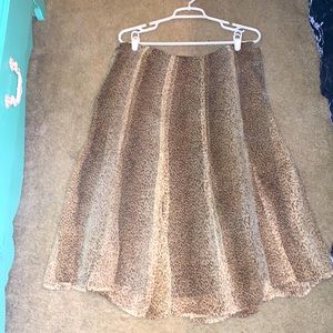 Jones New York cheetah print pleated midi skirt, L